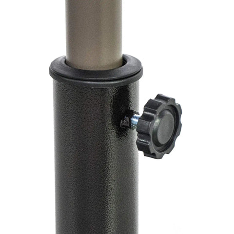 Close-up of Heavy Duty 21 Pound Bronze Umbrella Base With 17 Inch Diameter For Patio Deck Porch Poolside And Backyard Stability