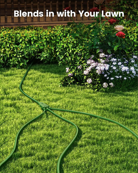 Heavy Duty 25 Foot Outdoor Extension Cord Featuring Three Badass Multiple Outlets And 18 Gauge Weatherproof Construction in green grass.