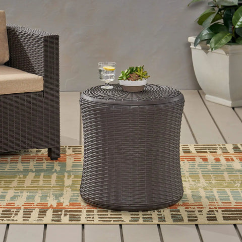 Wallice Outdoor Patio Table Dark Brown Built To Last With Weather Resistant Polypropylene Resin For Backyard Deck Or Patio Use