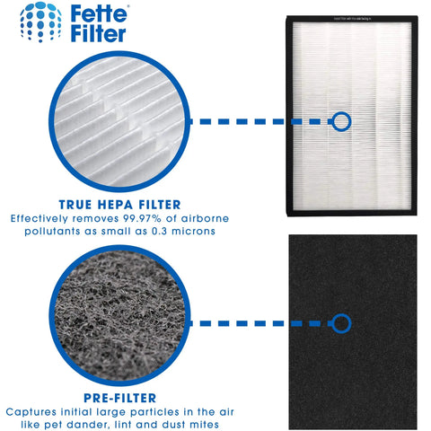 True HEPA Air Purifier Filter Compatible With Germ Guardian FLT5600 Filter N For Model AC5600W Replacement Pack Of 2 H13 shown with pre-filter