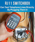 Person using Go To Analog Telephone Line Tester Butt Set With ABN Clips For Dial Tone Testing on RJ11 switchbox