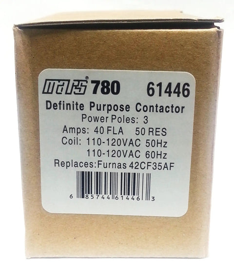 Box of Three Pole Definite Purpose Contactor 120 Volt, 40 Amp Inductive, 50 Amp Resistive, Box Lug Terminals, 50/60 Hz