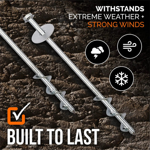 Heavy Duty Trampoline Wind Anchors Kit With Stakes And Straps For Secure Ground Setup 12 Inch Ground Anchors on rocky soil