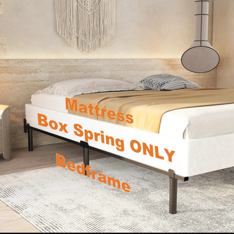 Heavy Duty Steel Box Spring For Queen Bed Base With Durable Cover And Quick No Sweat Setup Providing Rock Solid Mattress Support To Keep Your Bed Looking Sharp For Years in a bedroom setting.