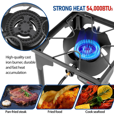 Portable Propane Burner For Camping And Outdoor Cooking With Adjustable Legs Easy To Carry Gas Stove 54000 BTU