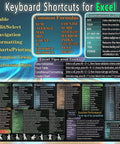Excel shortcut cheat sheet with common formulas and functions, including data validation and formatting tips.