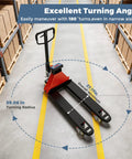 Pallet Jack Scale With Digital Indicator For Warehouse Use 4400 Lb Capacity With 1 Lb Readout, 54 Inch By 27 Inch Fork Size in tangerine.