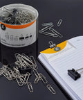 350 Pack Paper Clips And Binder Clips Set With Storage Container, assorted sizes, silver paper clips and black binder clips
