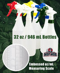 Skip The Flimsy Jugs And Load Up On These Chemical Resistant Spray Bottles 32 Oz Five Pack Heavy Duty Industrial Trigger Sprayer For Auto Detailing And Professional Cleaning, featuring four trigger sprayers and measuring scale.