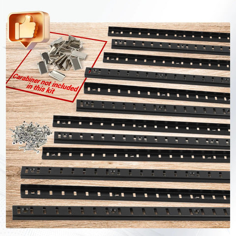 Eight Piece 36 Inch Heavy Duty Shelf Track System Built To Last With Adjustable Brackets Stainless Steel Pilaster Strips And Shelf Standards