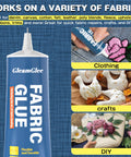 Clear Heavy Duty Fabric Glue For Clothes And Crafts, extra strong adhesive used on denim, crafts, and DIY projects, 1.76 oz tube.
