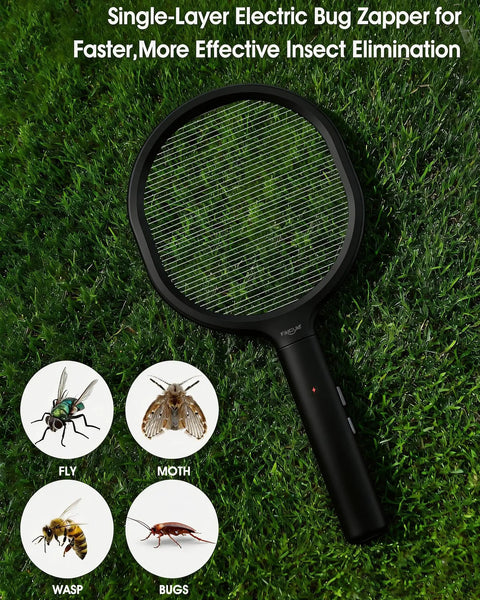 Heavy Duty Bug Zapper Racket Battery Powered Single Layer Grid For Large Insects Like Wasps Bees Horse Flies And Moths