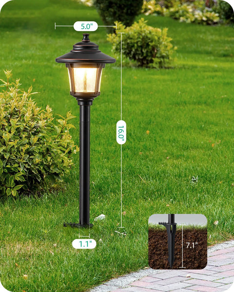 Low Voltage Landscape Pathway Lights 12V 3W 120LM 3000K Seed Glass Orbs installed along a garden pathway.