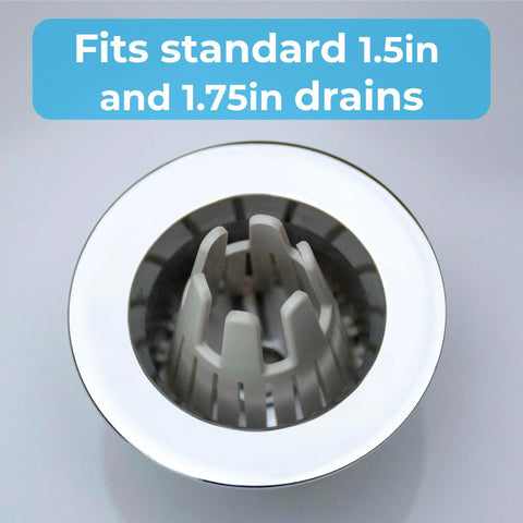 Five Pack Reusable Bathtub Hair Catcher Drain Strainer And Sink Trap Made From Eco Friendly Bioplastic for standard 1.5in and 1.75in drains.