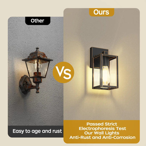 Comparison of Dusk To Dawn Outdoor Porch Light With Built In Two GFCI Outlets No Fuss Waterproof Wall Mount Aluminum Anti Rust Exterior Fixture