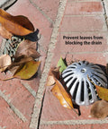 Heavy Duty Aluminum Drain Covers 5 1 2 Inch Wide Dome Strainer For Kitchen Sinks Floor Drains Showers Outdoor Gardens And Restaurants Free Flowing Drainage Clog Prevention Built To Last 10 Pack on brick patio with leaves around.