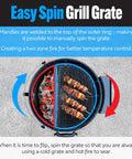 Top view of EasySpin 304 Stainless Steel Charcoal Grill Cooking Grate For 22 Inch Kettles With Large Hinged Opening Great For Two Zone Grillin