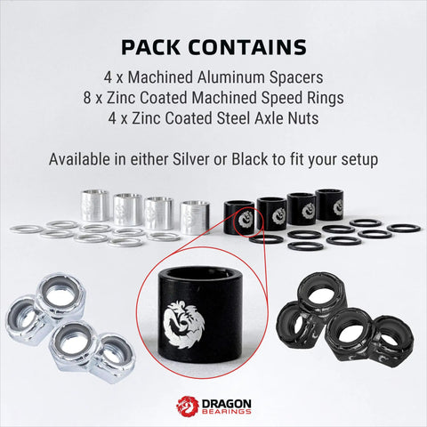 Components of Speed Kit Spacer Washer And Axle Nut For Skateboard And Longboard Bearing Performance Boost Universal Truck Fitment