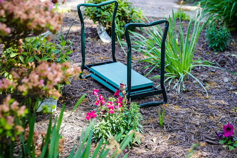 Garden Kneeler And Wide Seat That Flips Into A Comfy Sit Down Stool, Easy Fold For Storage, Sturdy Steel Frame Supports Up To 220 Lbs