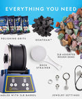 Rock Tumbler Kit With Extra Large 3 Lb Barrel, 3 Speed Motor, 9 Day Timer, Includes Rocks And Polishing Grit, Create Your Own Gemstones