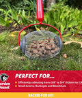 No Sweat Lawn Roller Picker That Gathers Acorns Buckeyes And Beechnuts Directly Off The Grass Surface with collected debris.