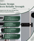 Solid As A Rock Heavy Duty Wrought Iron Slide Bolt Latch With Classic Ball Tip Handle Black Rust Resistant Finish for secure mounting.