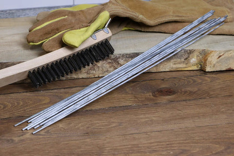 15 Low Temperature Aluminum Repair Rods No Flux Needed with gloves and brush on wooden surface