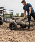Heavy Duty ATV Trailer With 27.5 Cu Ft Bed, 1,400 Lb Load Capacity, Black Steel Utility Dump Cart used for hauling rocks