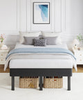 King Size Box Spring And All In One Mattress Foundation 18 Inch Steel Frame Heavy Duty Metal Bed Support in stylish bedroom setup.