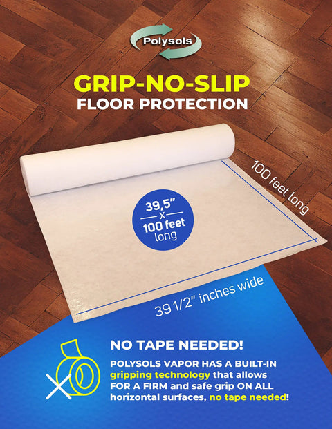 Temporary Floor Protection For Construction 39.5 Inch By 100 Foot Self Adhesive No Tape Required Easy To Install Reusable Floor Covering