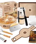 All In One Sourdough Bread Kit With 9 Inch Round Banneton Proofing Basket And 24 Oz Starter Jar For Beginners To Pro Bakers, tools included