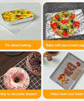 Collage of dishes on 2 Pack Heavy Duty Stainless Steel Cooling Racks For Cooking And Baking, 10x15 Inch Wire Rack Set
