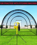 Pro Grade 32ft Backyard Batting Cage With Complete Hitting Net and Pitching Machine