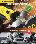 Cordless Chainsaw Sharpener Kit With 12V Power Portable On The Go Sharpening Tool showing use with titanium-coated bit on chain