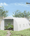Walk-In 20 Ft Long By 10 Ft Wide By 7 Ft High Greenhouse With Zippered Door And 8 Mesh Windows, Galvanized Steel Frame, outdoor view.