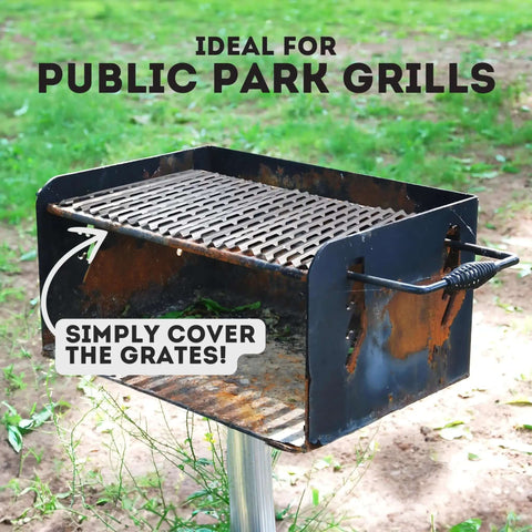 Disposable Aluminum Grill Liners And Grill Toppers For Easy Cleanup And Grate Protection for park grills, 12x20 inches, 10 pack