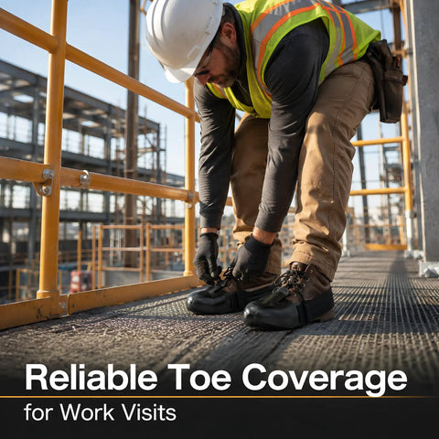 Heavy Duty Steel Toe Shoe Covers That Are Built Different Adjustable Safety Overshoes To Shield Your Toes Straight Up From Dropped Tools For Temp Workers On Busy Sites