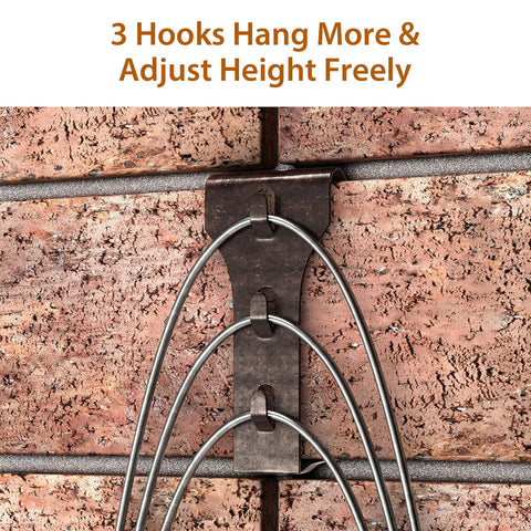 Heavy Duty Brick Hook Clips 4 Pack For Outdoor Hanging On Brick Walls Fits Queen Size Bricks 2.5 To 2.75 Inches No Drill No Nails Siding Hooks For Easy Secure Wall Mounting showing 3 hooks on brick wall