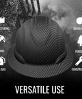 Full Brim Safety Hard Hat With Six Point Ratchet Suspension, reversible design and Matte Black Graphite for versatile use