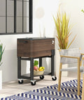 Rolling Outdoor Cooler Cart With Locking Wheels 60 Quart Portable Ice Chest Rugged Steel Patio Beverage Cooler in brown on patio