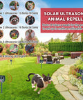 4 Pack Solar Ultrasonic Animal Repellers For Cats, Deer, And Squirrels, Outdoor Garden Yard Orchard Pest Deterrents with spikes