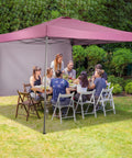 10x10 Ft Pop Up Canopy Tent With Slant Leg Frame Sidewall And Vented Panels Hangout Ready Portable Gazebo Shelter in pink set up in garden