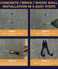 Installation steps for 16 Piece Heavy Duty Garage Storage Hooks Set With Anti Slip Coating Wall Mount Hangers.