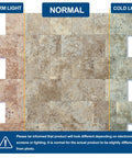 Peel And Stick Backsplash Tiles In Ecru Slate For Kitchen And Bath Real Texture PVC Stone Look showing color variations under different lighting