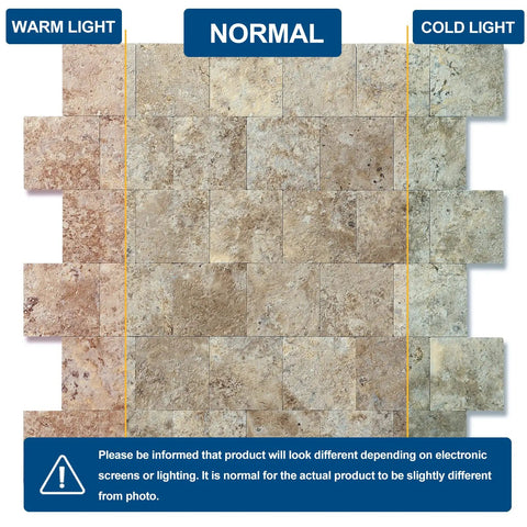 Peel And Stick Backsplash Tiles In Ecru Slate For Kitchen And Bath Real Texture PVC Stone Look showing color variations under different lighting