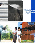 Three uses of Six Pack Three Quarters Inch Pressure Washer Garden Hose Adapter With Quick Connect System on different surfaces.