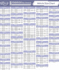 Vehicle size chart for various car brands indicating compatibility with SUV car cover 191-201 inches.