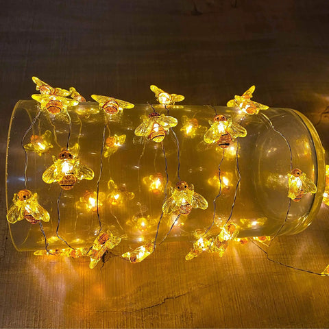 Bee String Lights 40 LED With Remote, 8 Modes, USB Powered Waterproof Fairy Lights For Indoor Outdoor Parties Weddings Garden And Christmas Decor, Includes Timer Function For Easy No Fuss Ambience