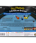 Back of 3D Solar System Glow In The Dark Ceiling Hanging Kit With Planets And Star Stickers For STEM Education packaging