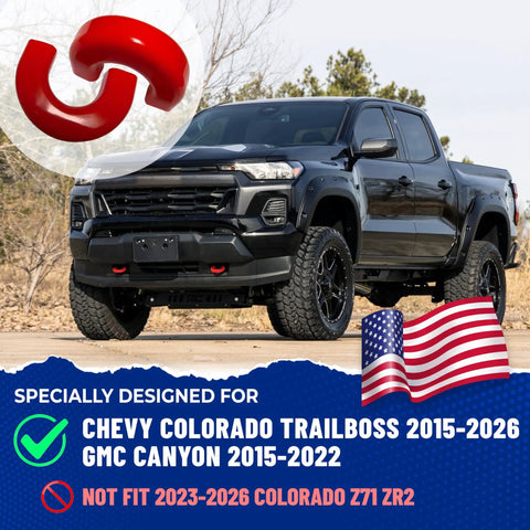Chevy Colorado Trailboss Tow Hook Covers And GMC Canyon Silicone Rubber Upgrade Slick Plug And Play Durable Weatherproof Caps For 2015 2026 Colorado And 2015 2022 Canyon Sleek Fit Easy Install on black truck